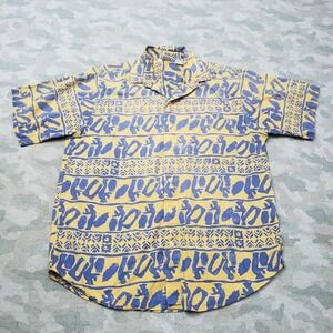 Back East Shirt Mens Large Blue Short Sleeve Button-Up Hawaiian Beach Outdoors